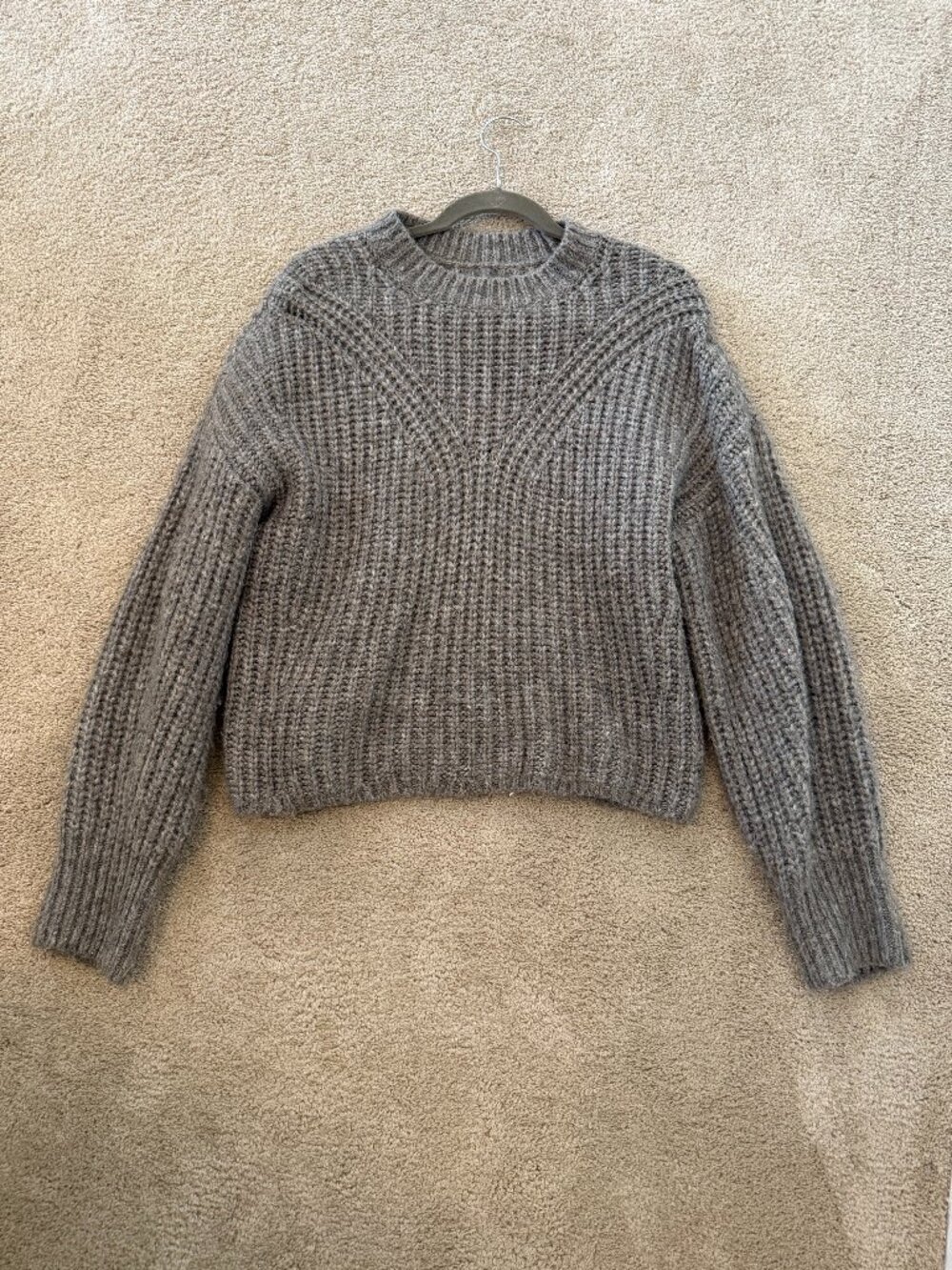 Abercrombie & Fitch Chunky Ribbed Crewneck Sweater in Taupe Gray